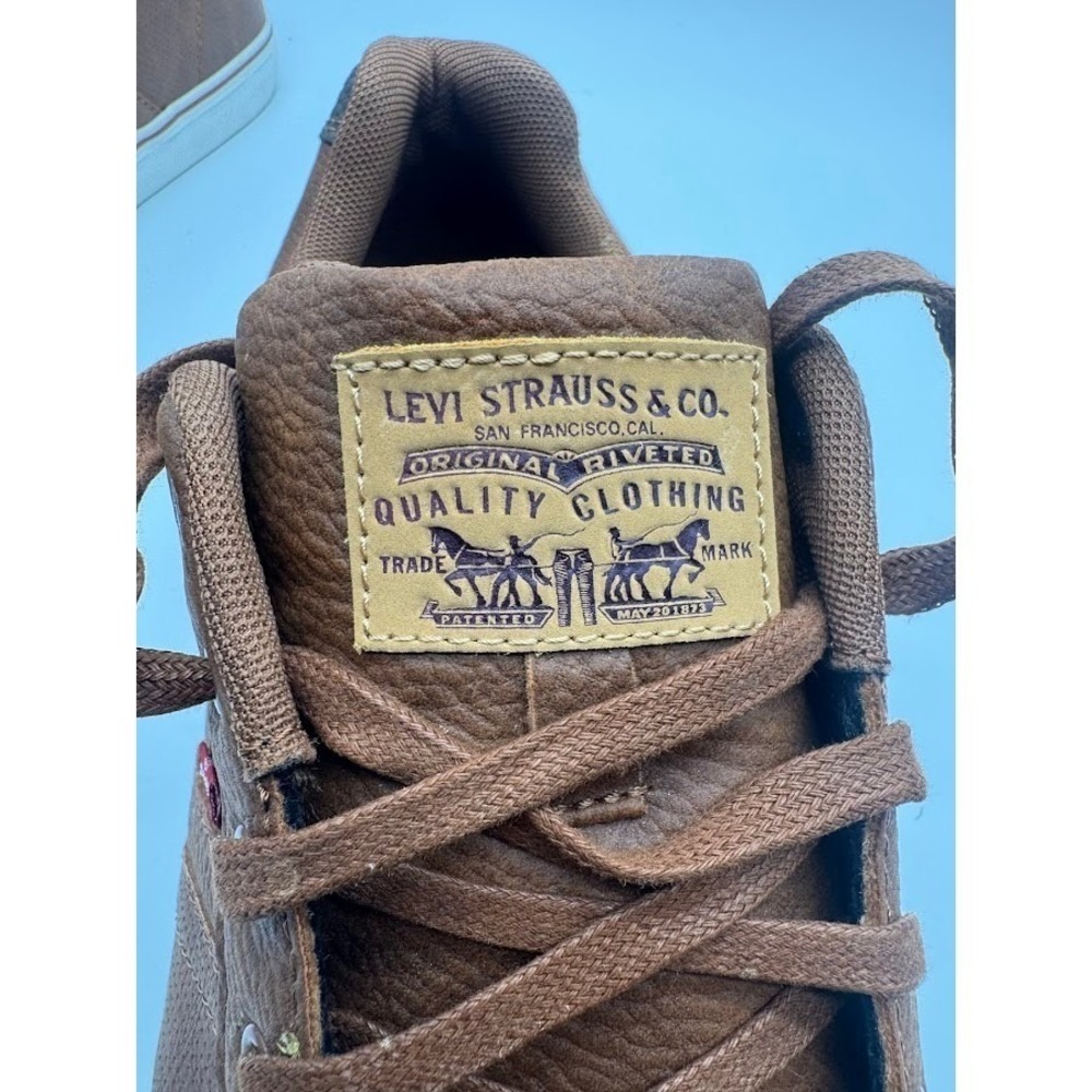 Levis Turner Waxed‎ Brown Faux Leather Mens Low Top Sneakers Size 13